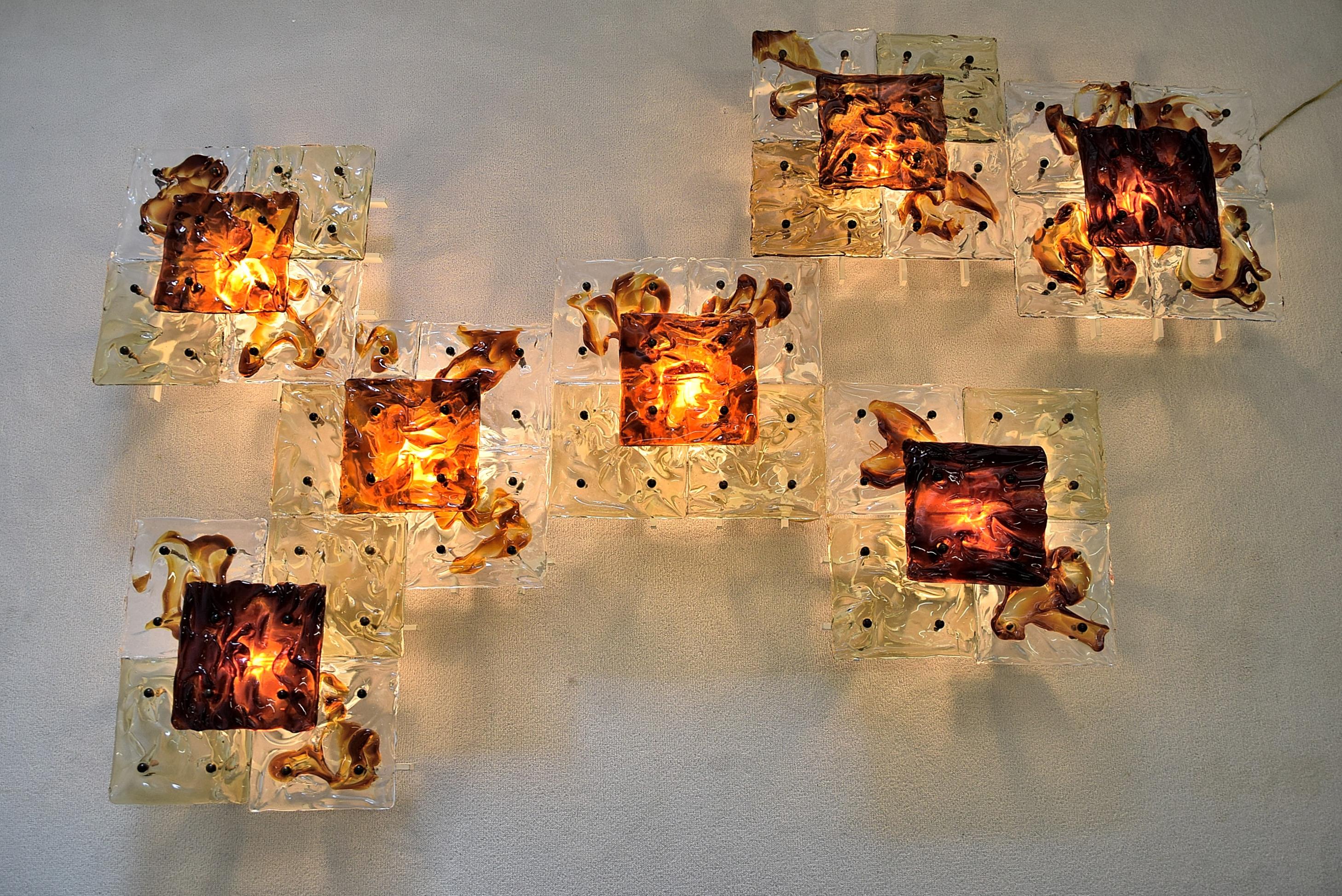 Lampe murale en patchwork soufflée à la main Venini de Toni Zuccheri en vente 2