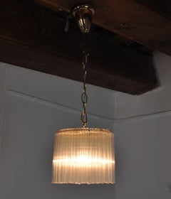 Lampada a sospensione Venini, vetro tubolare di Murano, Italia, 1970