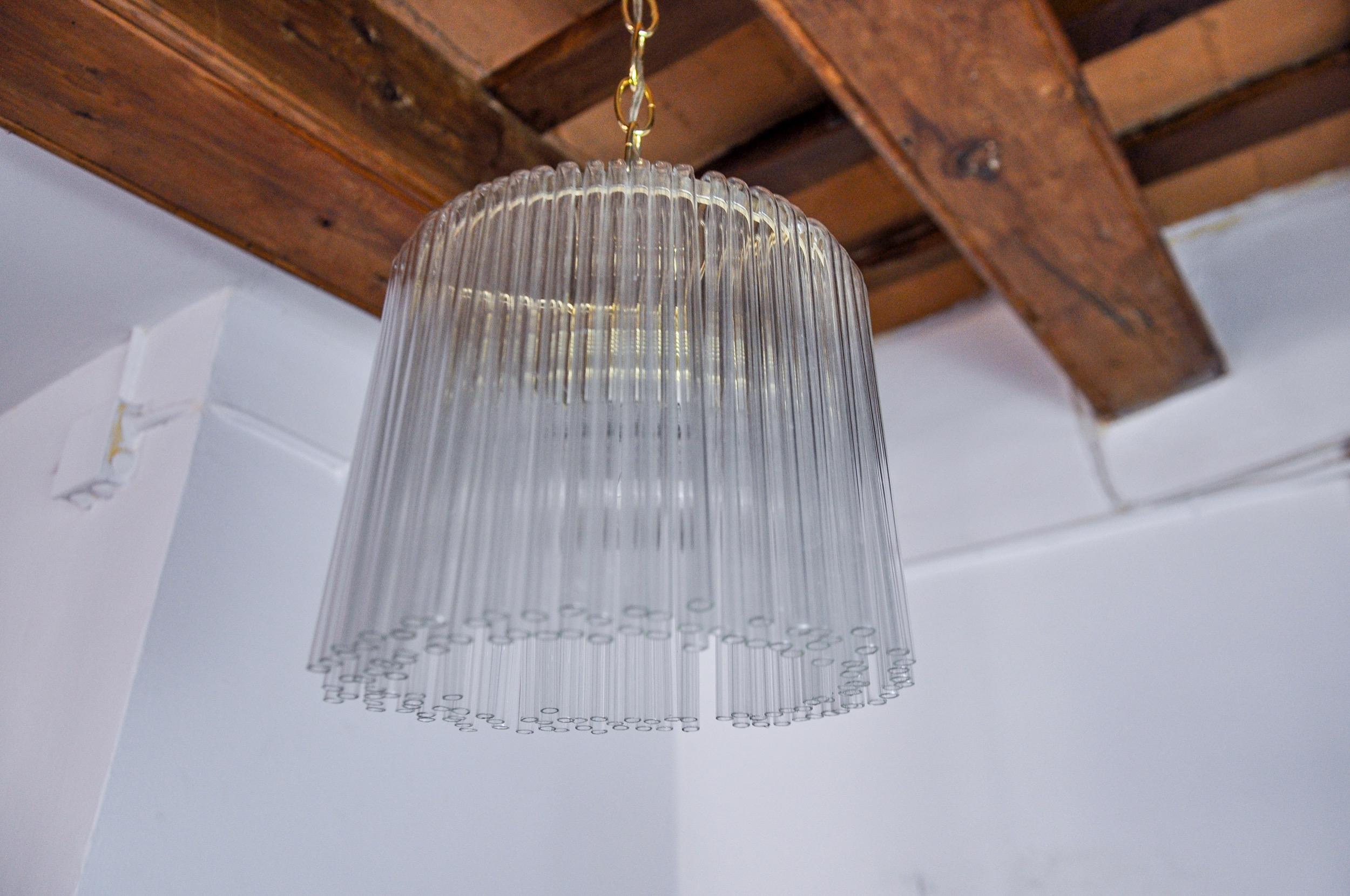 Italian Venini pendant light, tubular murano glass, Italy, 1970 For Sale