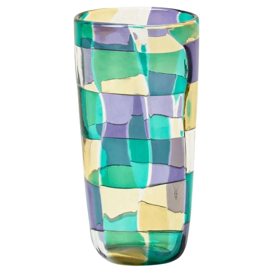 Venini Pezzato Alto 704.04 Glass Vase - Design Fulvio Bianconi - Damiani For Sale