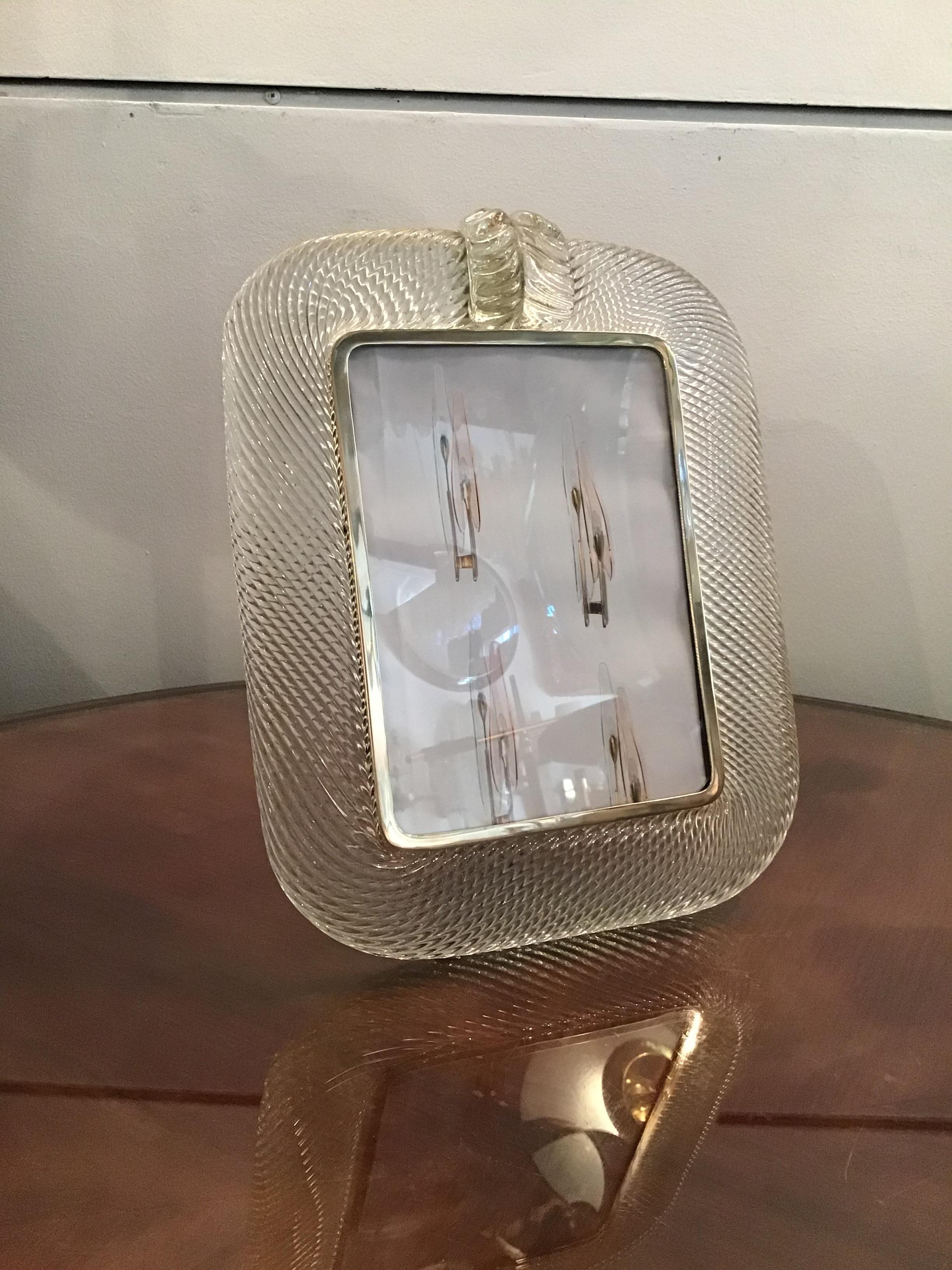 Other Venini Picture Frame Murano Glass Brass, 1940, Italy