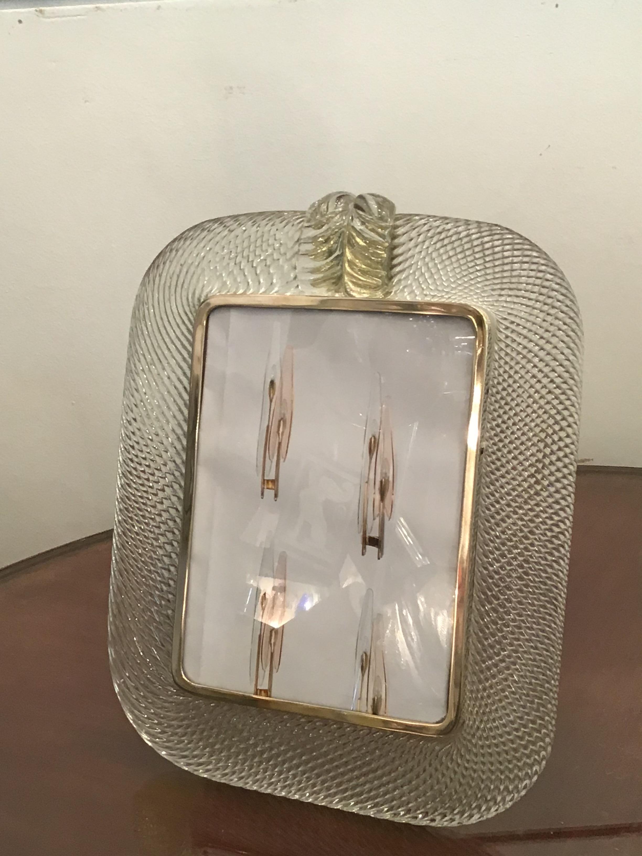 Venini Picture Frame Murano Glass Brass, 1940, Italy 2