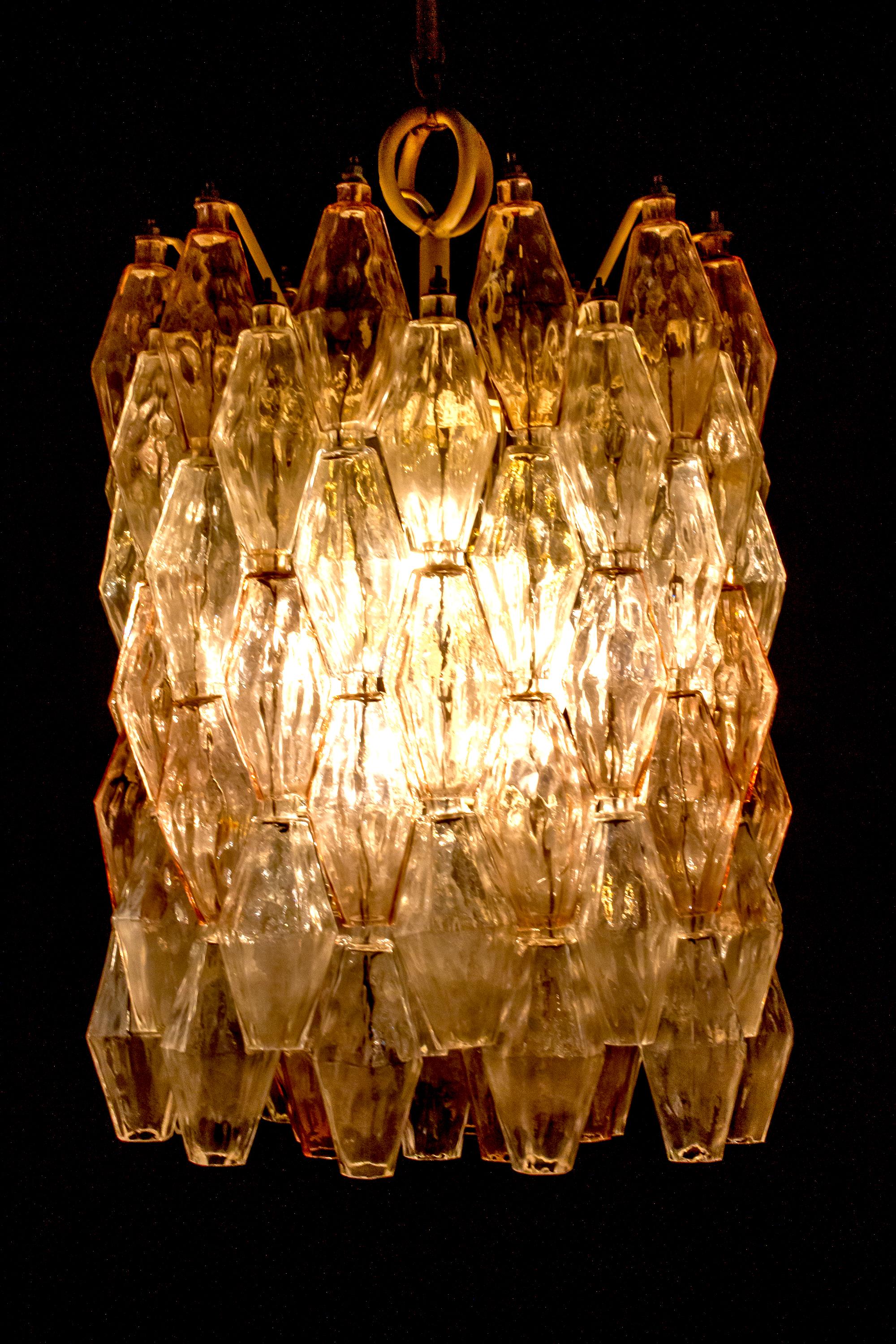 Lampadario Venini Rosa e Ghiaccio Originale Poliedri di Carlo Scarpa, 1955 in vendita 3