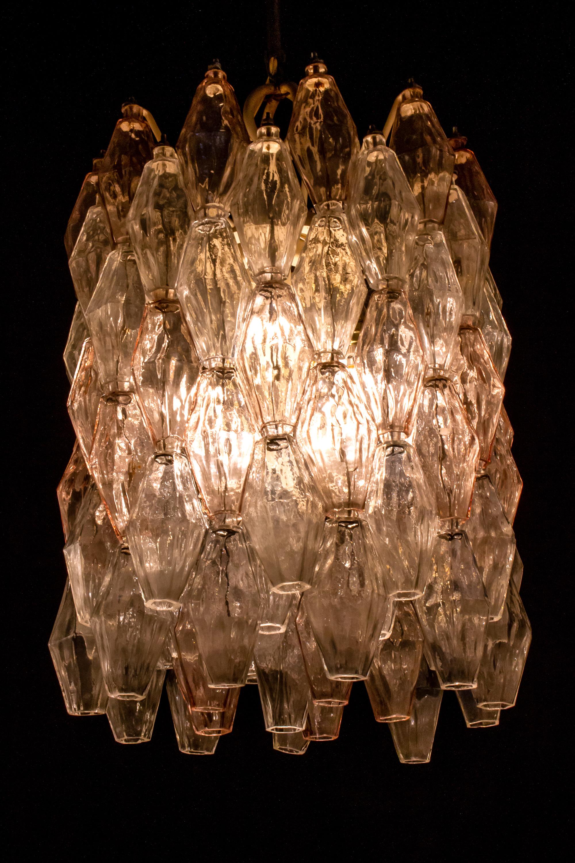 Lampadario Venini Rosa e Ghiaccio Originale Poliedri di Carlo Scarpa, 1955 in vendita 4