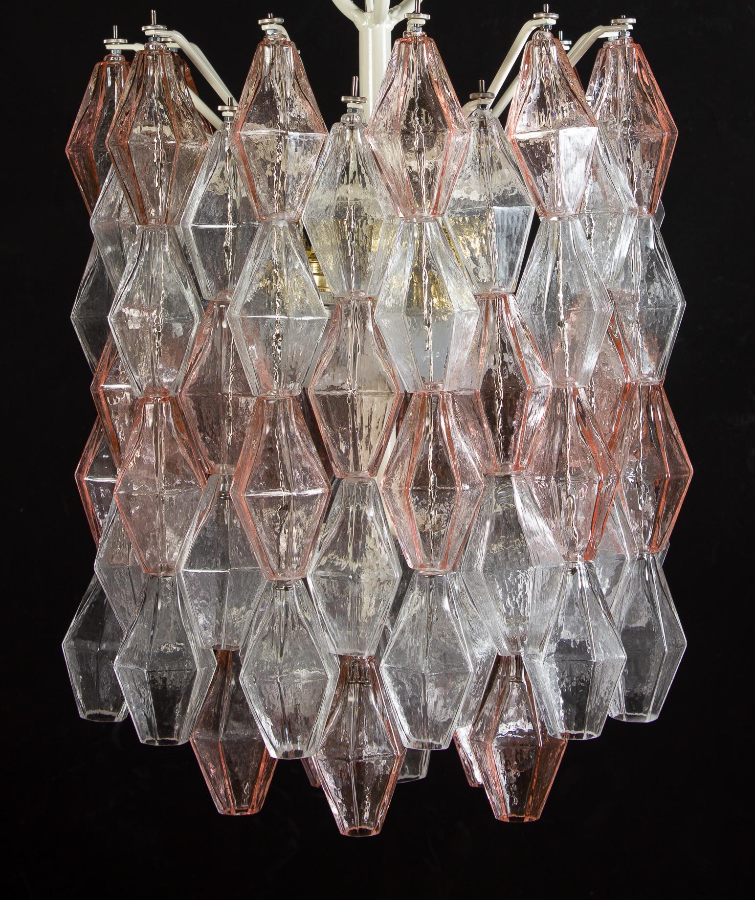 Mid-Century Modern Venini Pink and Ice Original Poliedri Chandelier by Carlo Scarpa, 1955 For Sale