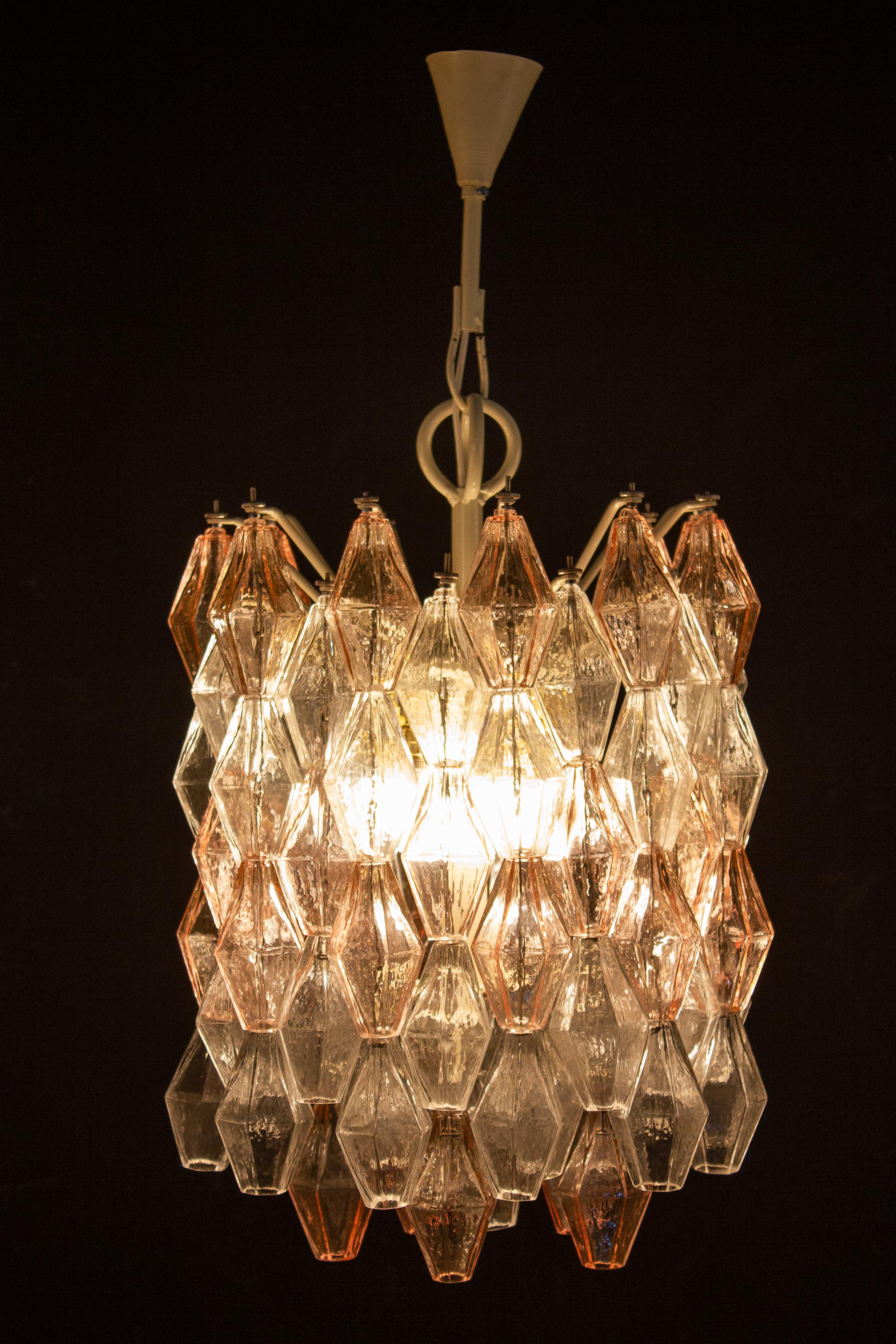 Lámpara Venini Rosa y Hielo Original Poliedri de Carlo Scarpa, 1955 siglo XX en venta