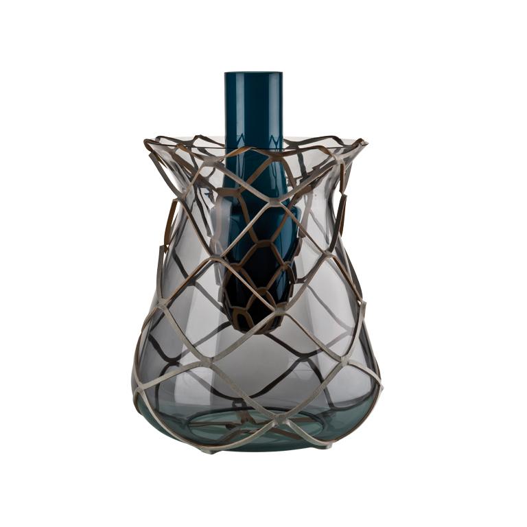 Venini Pistillo Vase in Blue & Grey Glass by Atelier Oï