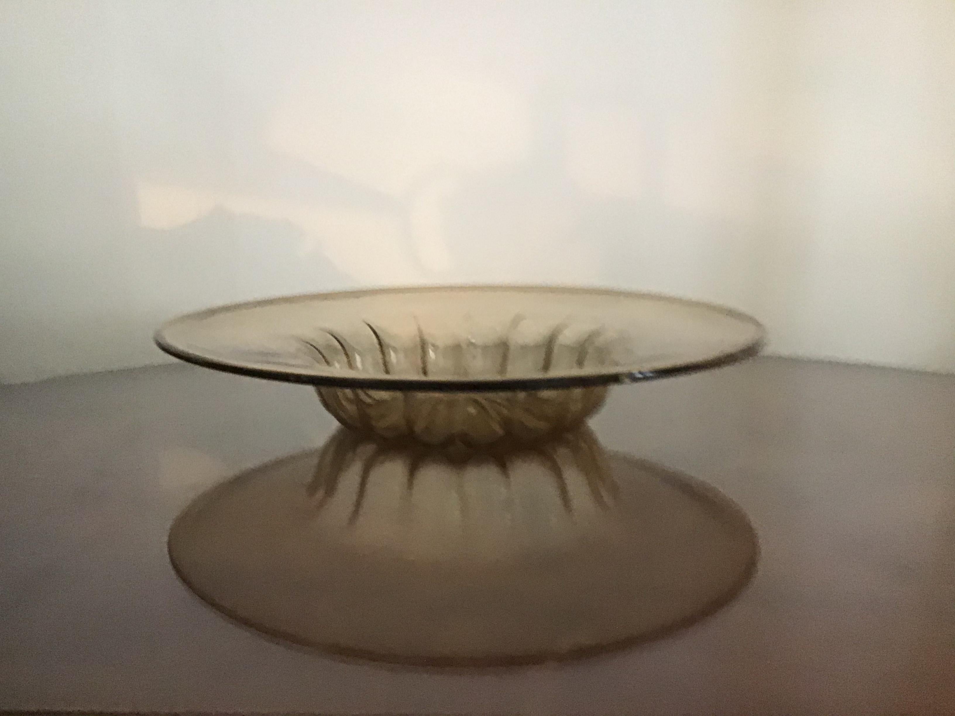 Venini plate Murano glass with gold.