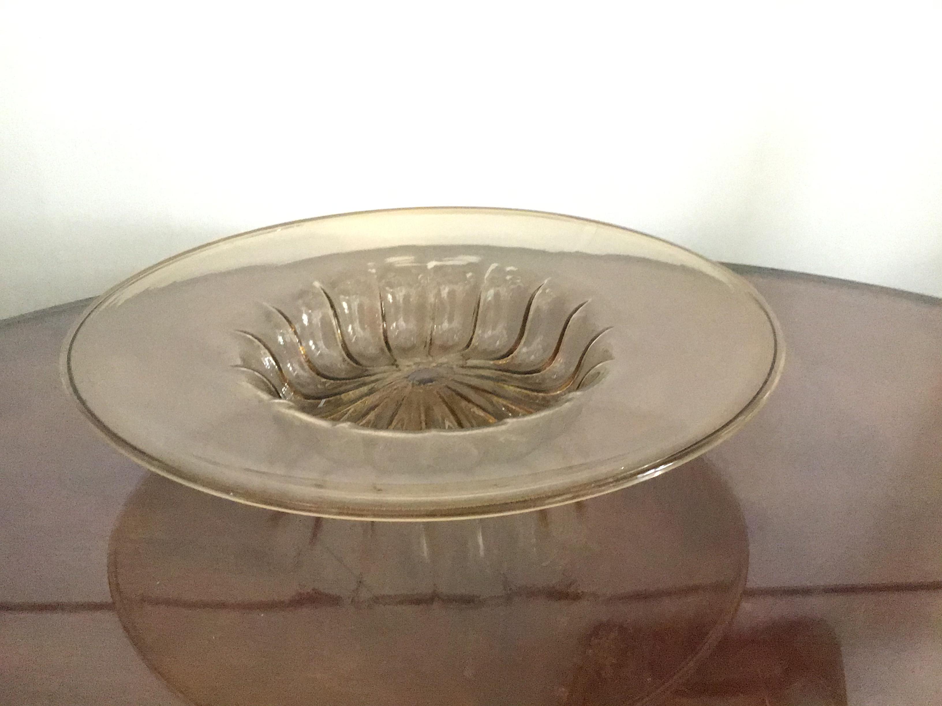 Venini Plate Murano Glass with Gold 1
