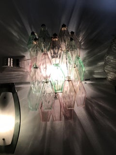 Venini Poliedri Carlo Scarpa Brass and Murano Glass Sconces, 1955
