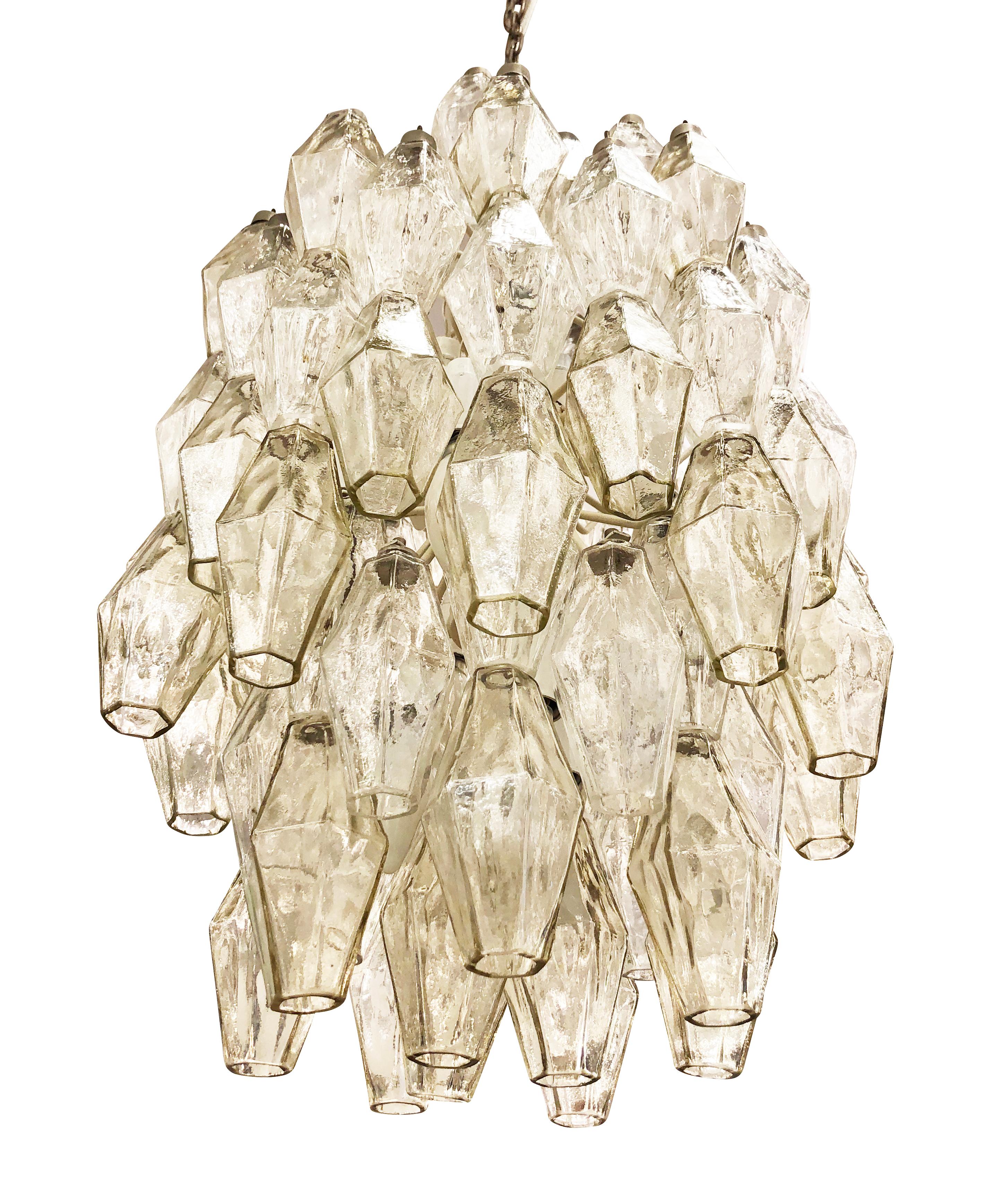 Mid-Century Modern Venini Poliedri Murano Glass Chandelier
