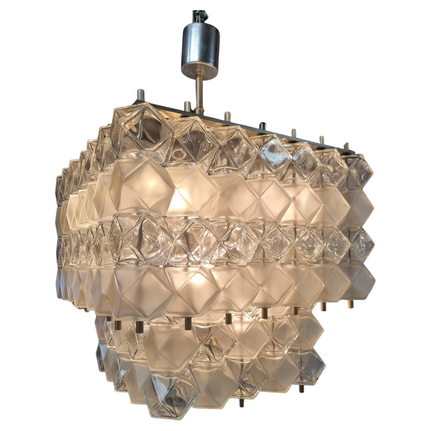 Venini Poliedri Vintage Chandelier, Italy, 1950s For Sale