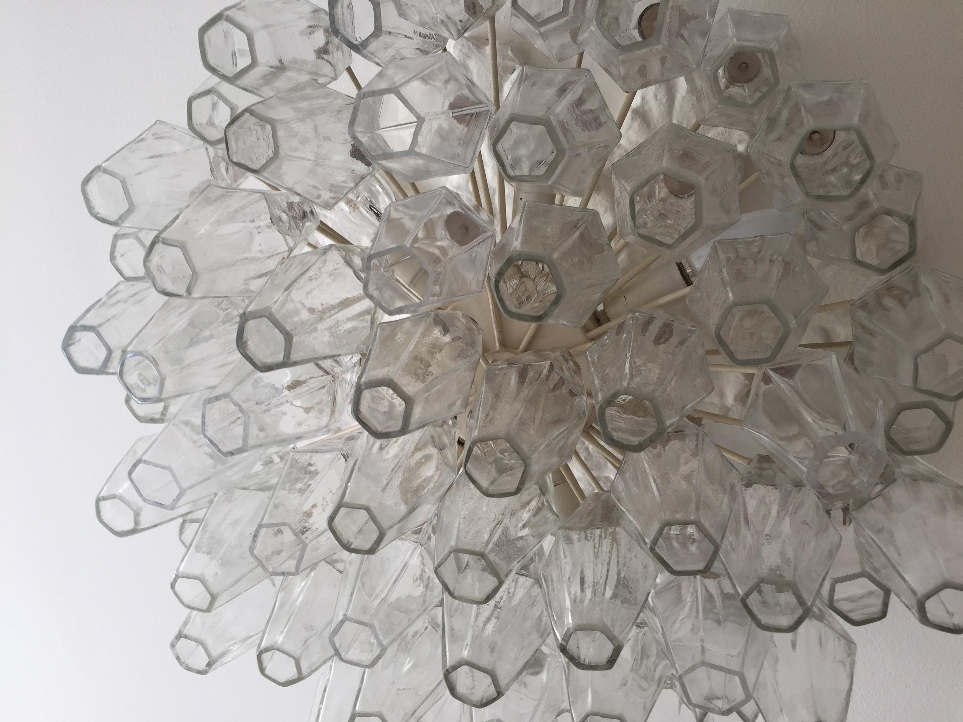 Venini Polyhedral Chandelier in Clear Brown Glass In Good Condition In Copenhagen K, DK