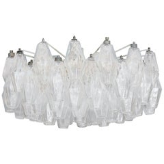 Vintage Venini Polyhedral Chandelier in Clear Brown Glass