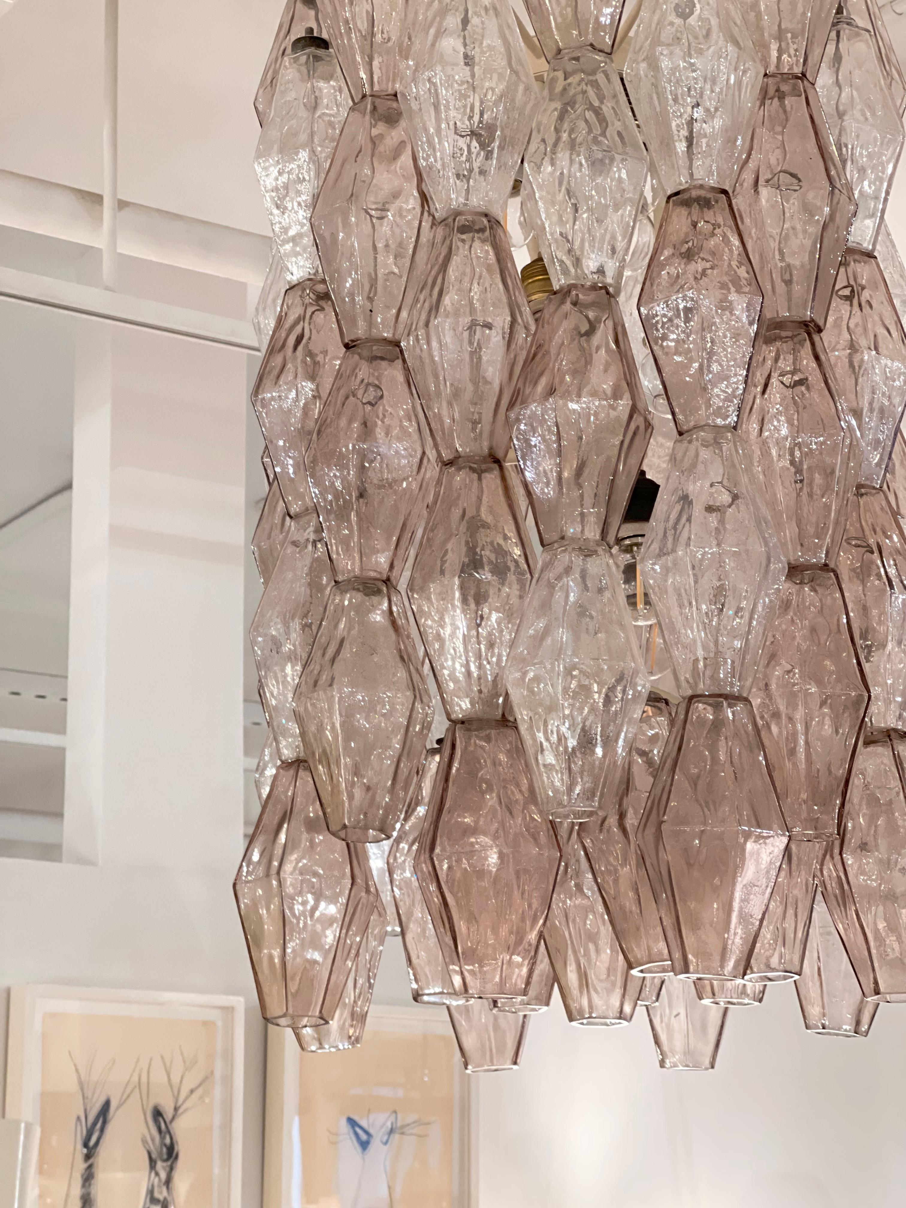 Venini Polyhedral Drum Chandelier, Italy 1950s In Fair Condition For Sale In New York, NY