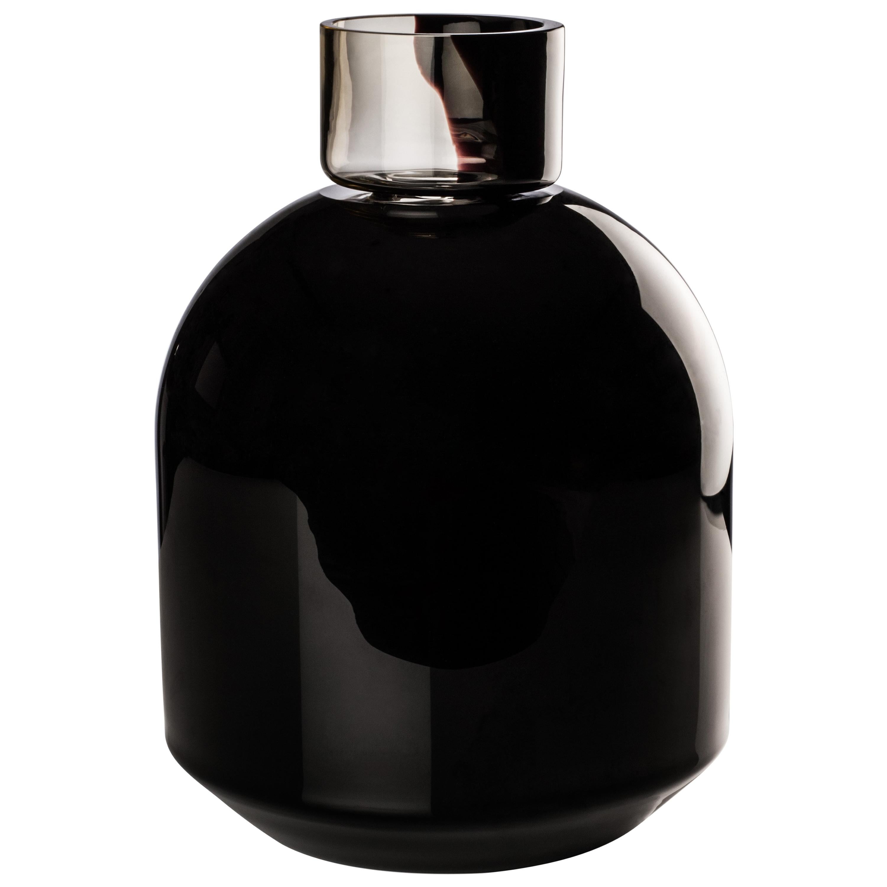 Venini Port Vase in Black Glass by Edward Barber & Jay Osgerby