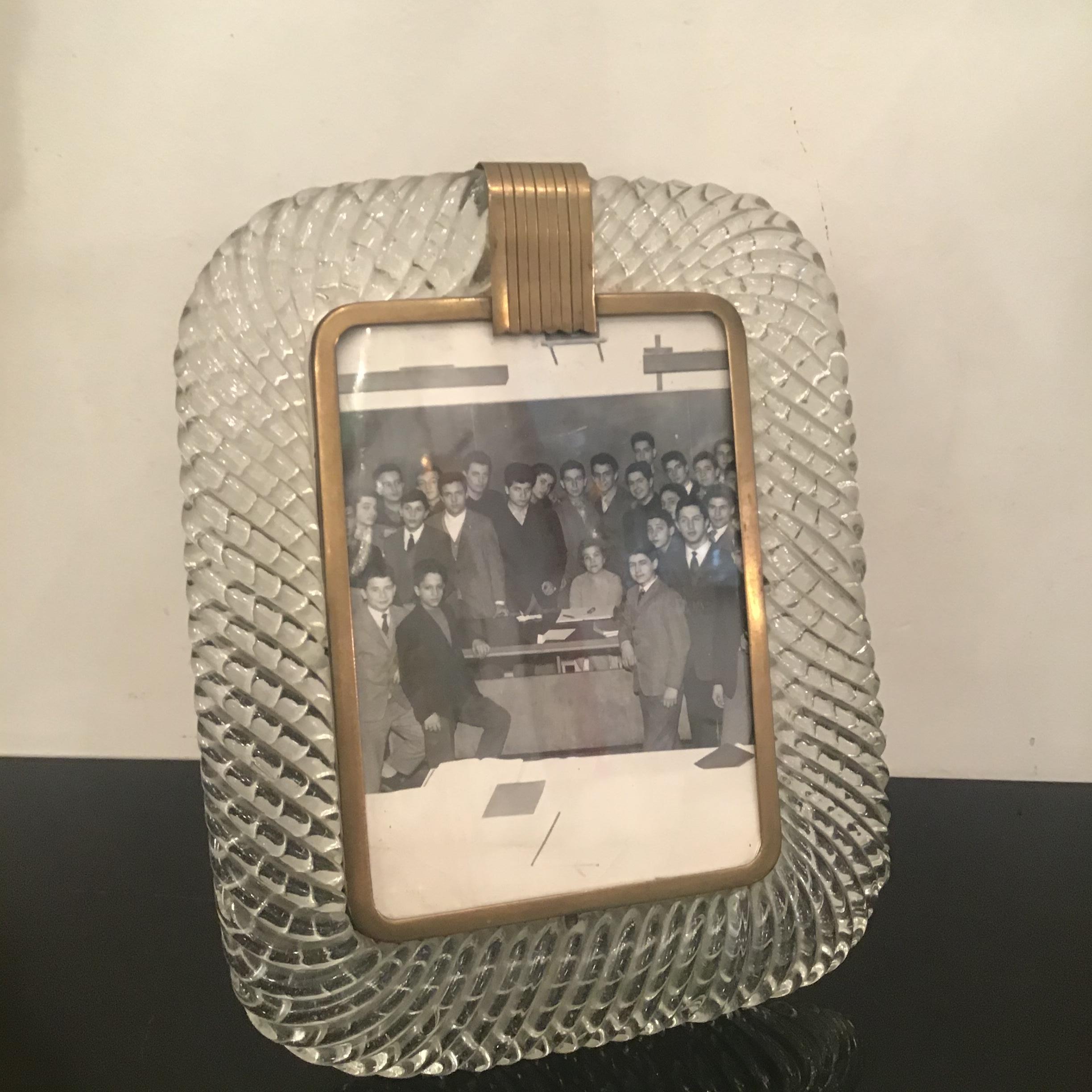 Venini Portafoto Murano Glass Brass, 1940, Italy 4