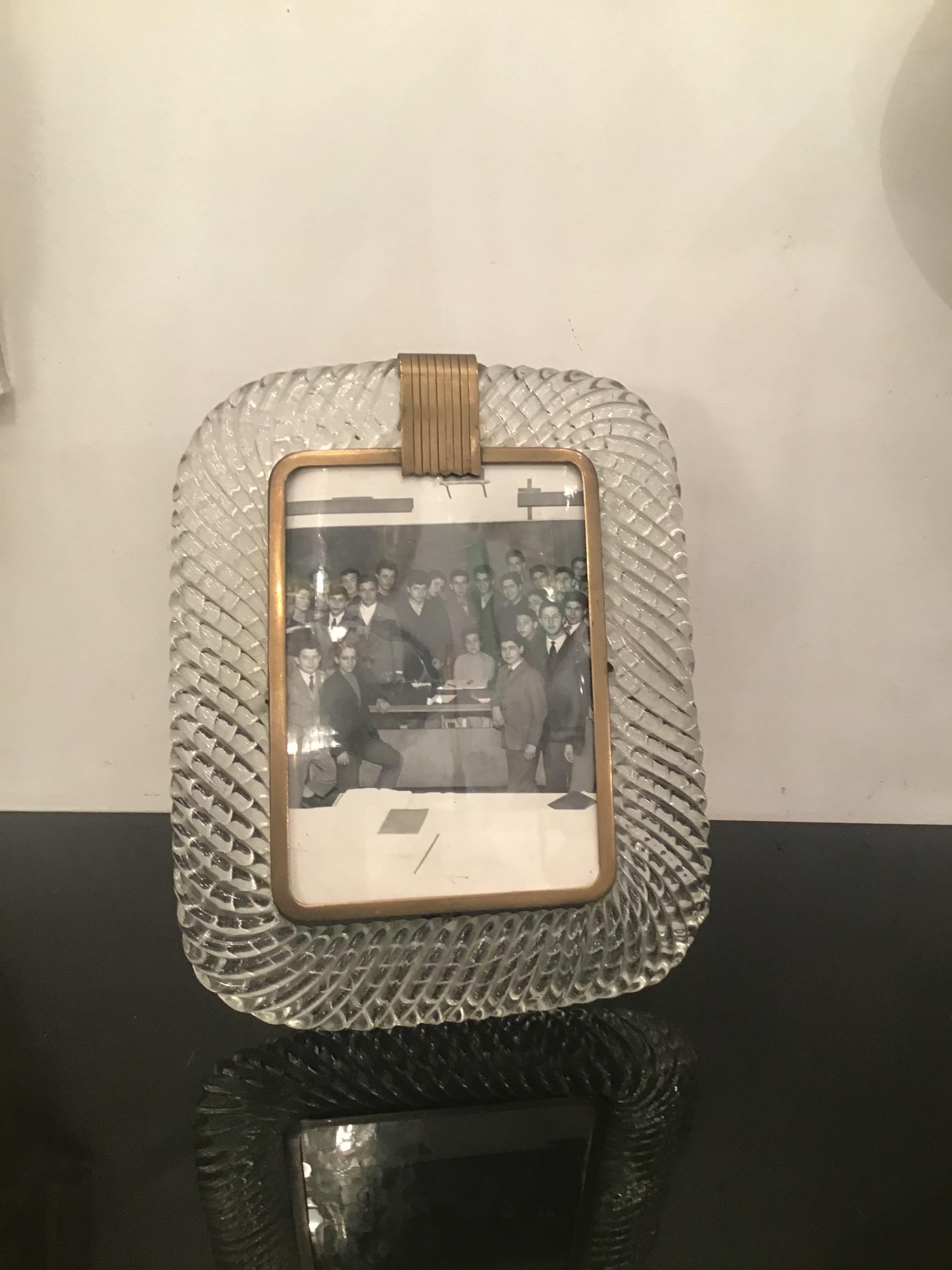 Venini Portafoto Murano Glass Brass, 1940, Italy 6