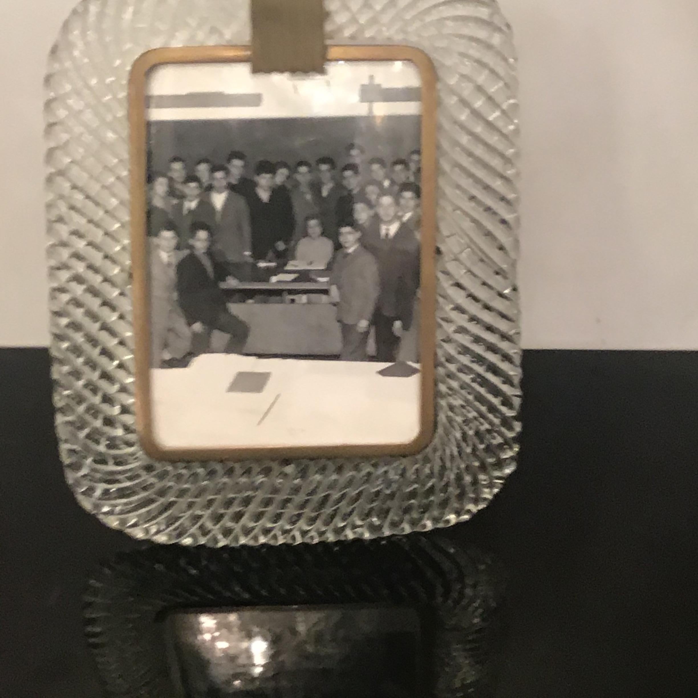 Venini Portafoto Murano Glass Brass, 1940, Italy 2