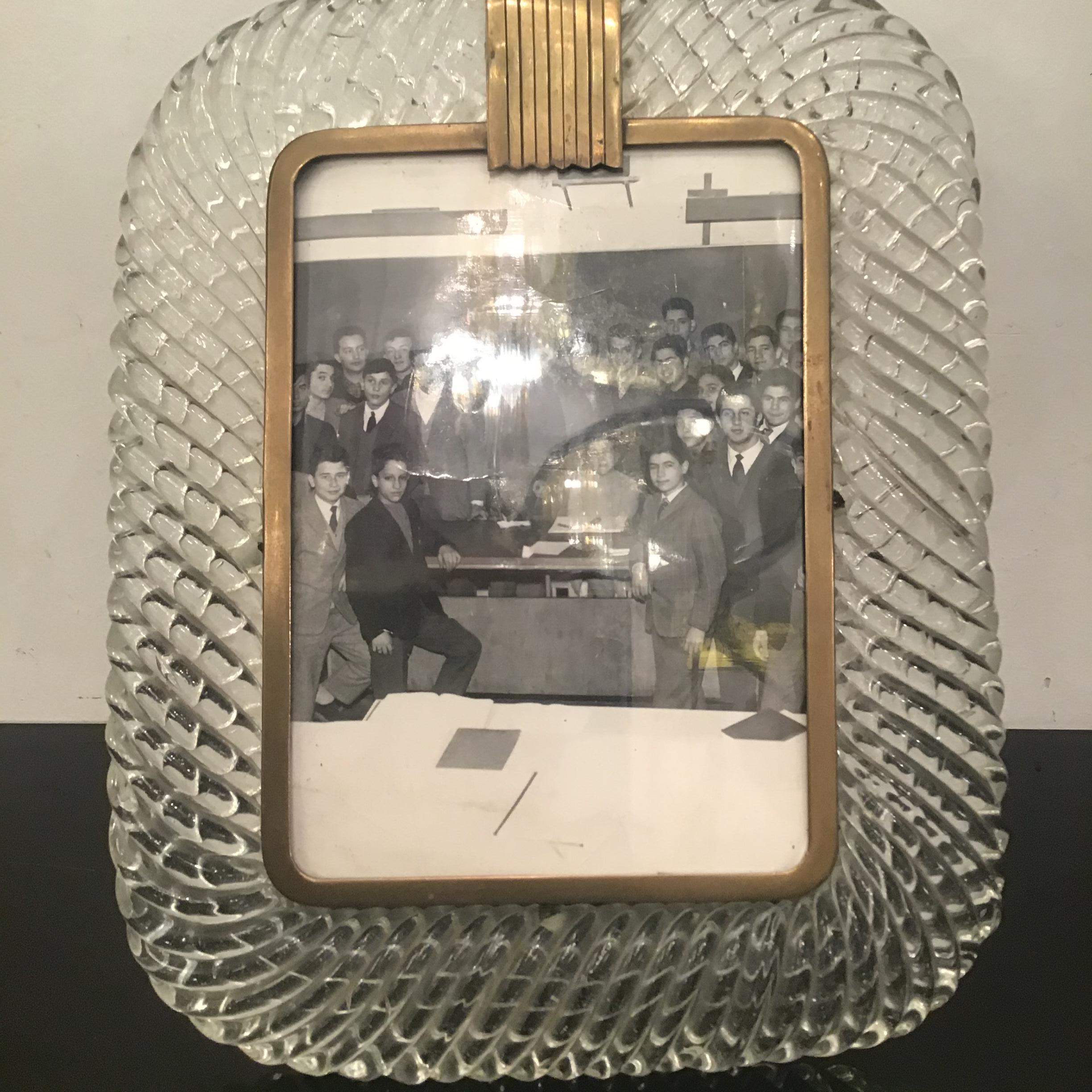 Venini Portafoto Murano Glass Brass, 1940, Italy 3