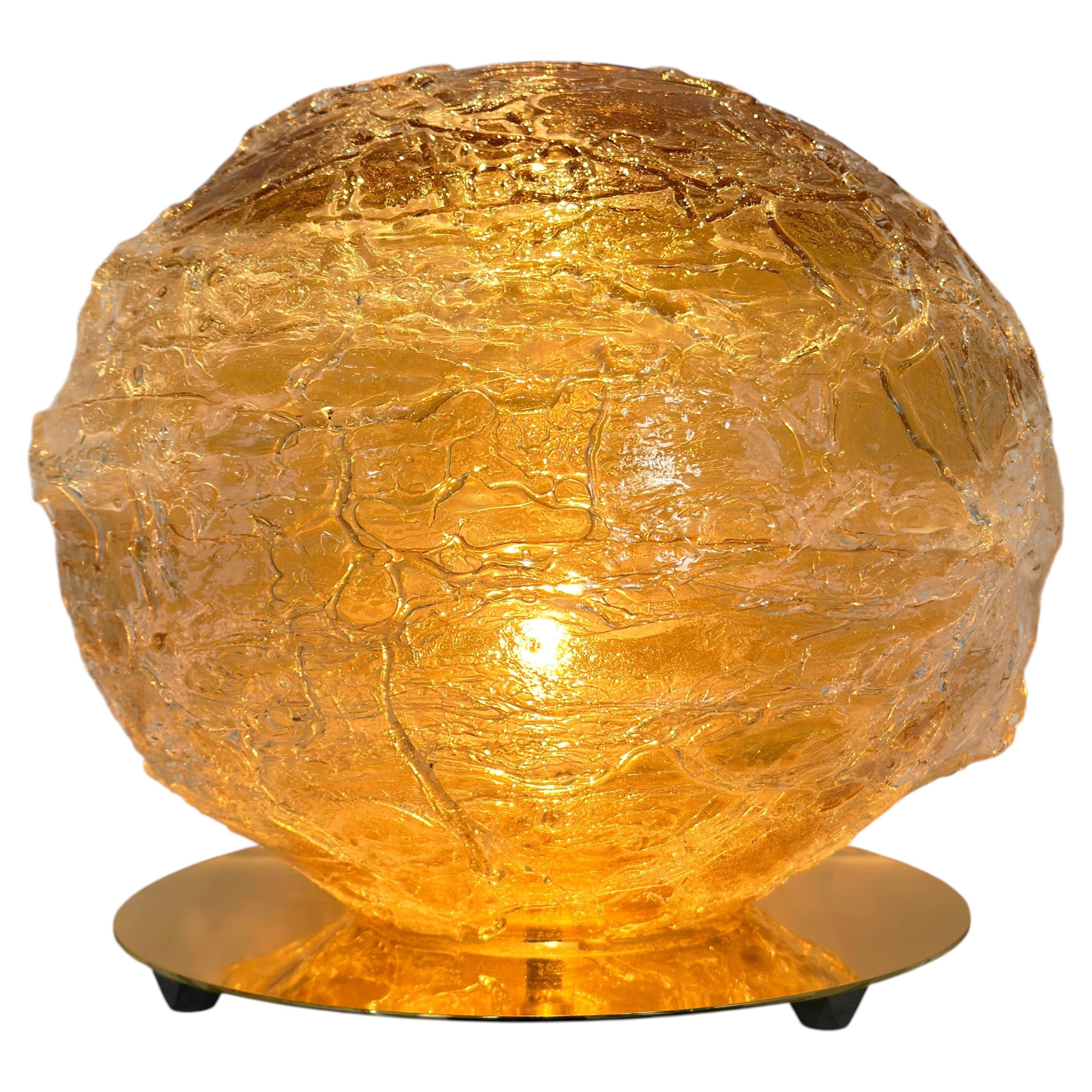 Lámpara Esfera de Cristal Ámbar de Murano 'Primordiale' de Venini, Italia, 2011 - Firmada en venta