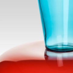 Venini Puzzle 787.20 Acquamare/Corallo Murano Glass Vase Ettore Sottsass Damiani