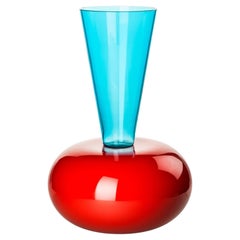 Venini Puzzle 787.20 Acquamare/Corallo Murano Glass Vase Ettore Sottsass Damiani