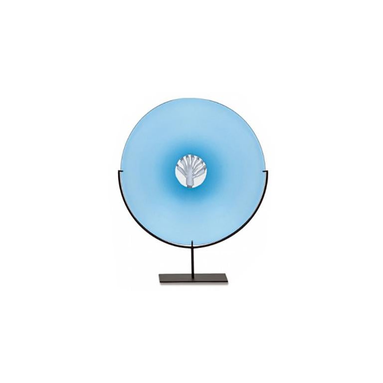 Quattro Stagioni glass sculpture collection, designed by Laura de Santillana and manufactured by Venini. Inverno (Winter: light blue with milk-white / crystal murrina). Numbered edition per year. Indoor use only.

Dimensions: Ø 35 cm. Please