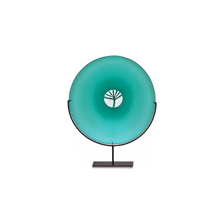 Quattro stagioni glass sculpture collection, designed by Laura de Santillana and manufactured by Venini. Primavera (spring: green with green or crystal murrina). Numbered edition per year. Indoor use only.

Dimensions: Ø 35 cm.