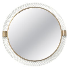 Venini Rare Circular Treccia Murano Glass Wall Mirror Model No. 69, Italy, 1930s