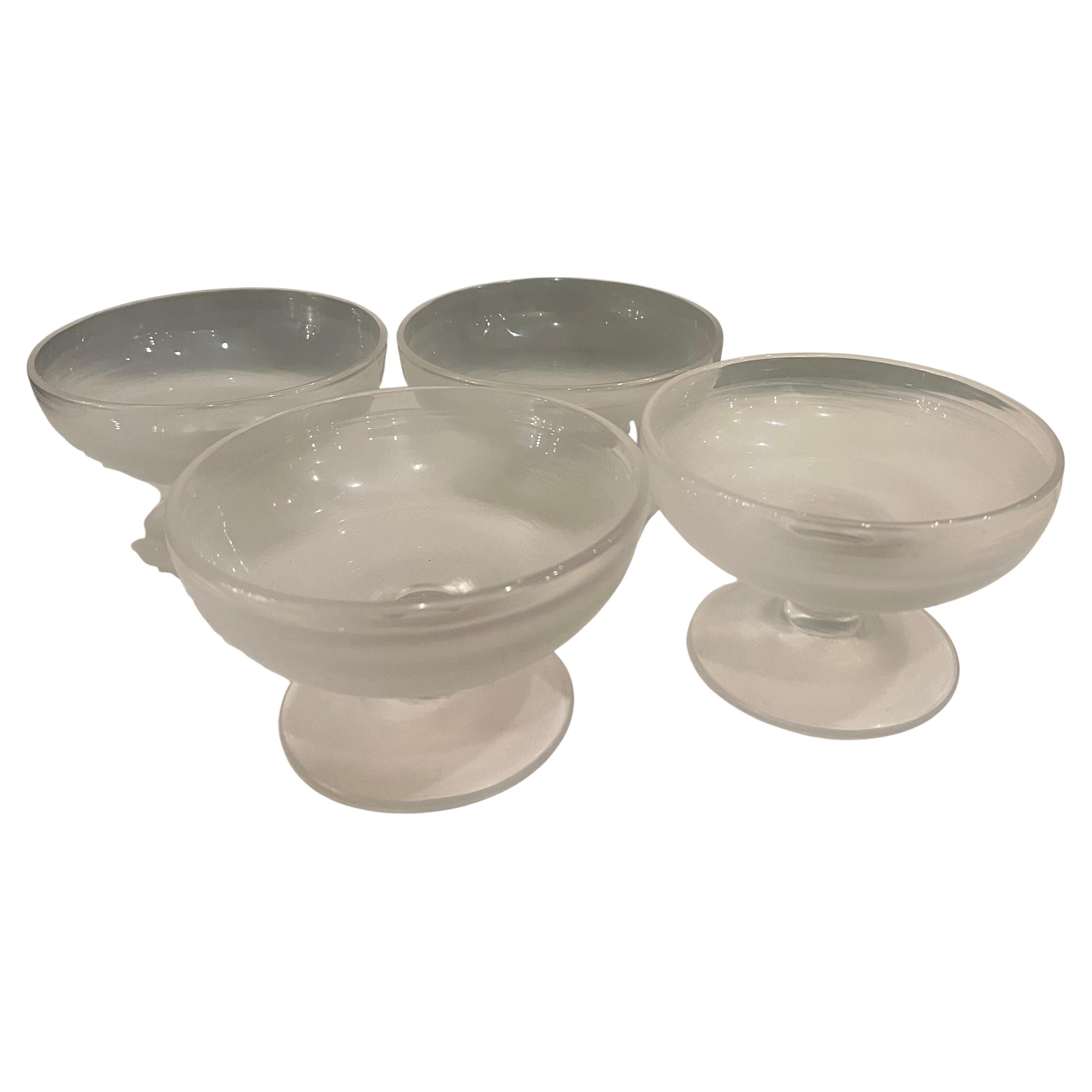 Rare set of 4 sherbert High Society glasses circa 1975 by Ludovico Diaz de Santillana for Venini , great condition a rare set to find.
