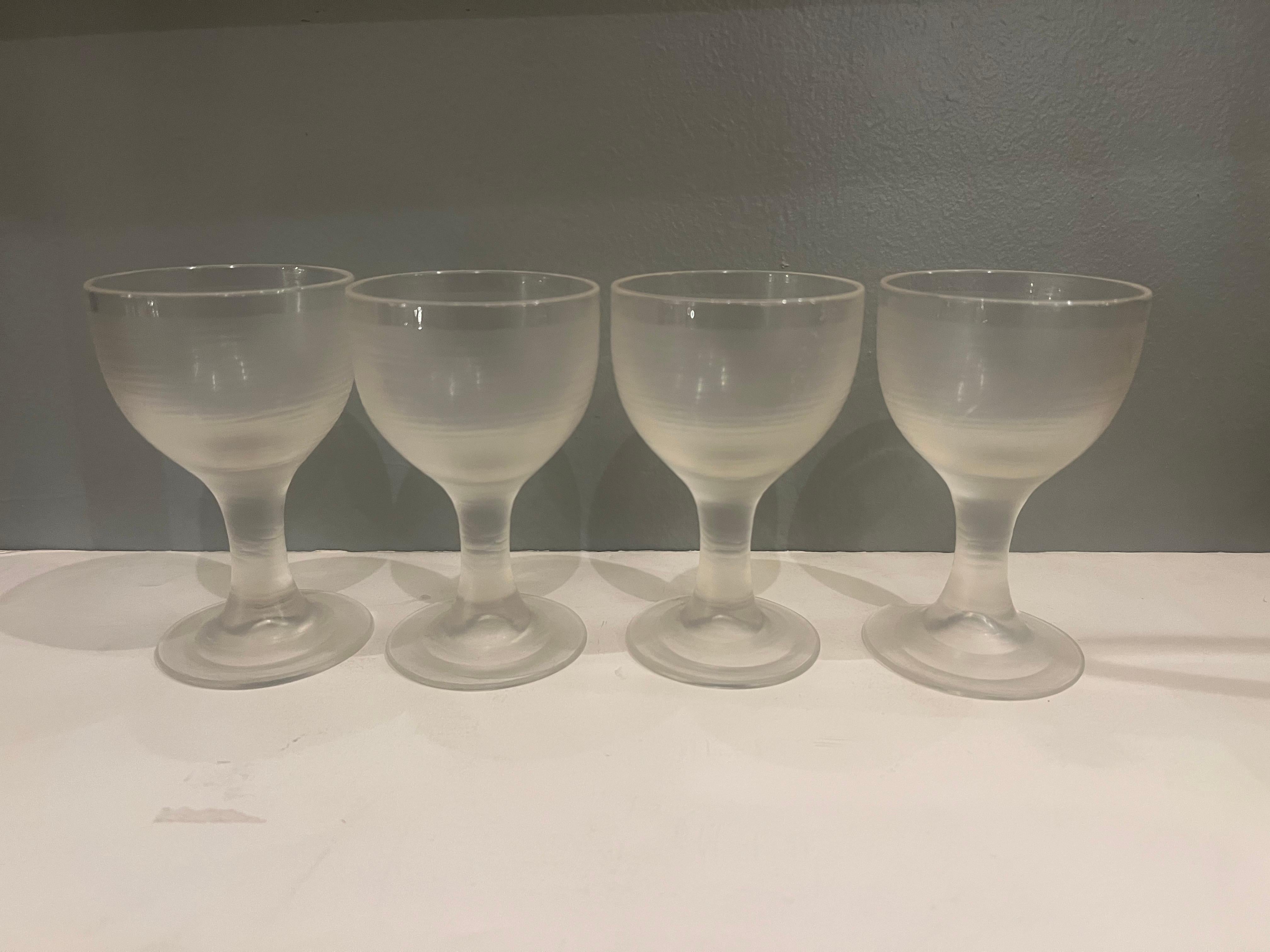 Venini Rare High Society Inciso Wine Glasses Set of 4 siglo XX en venta