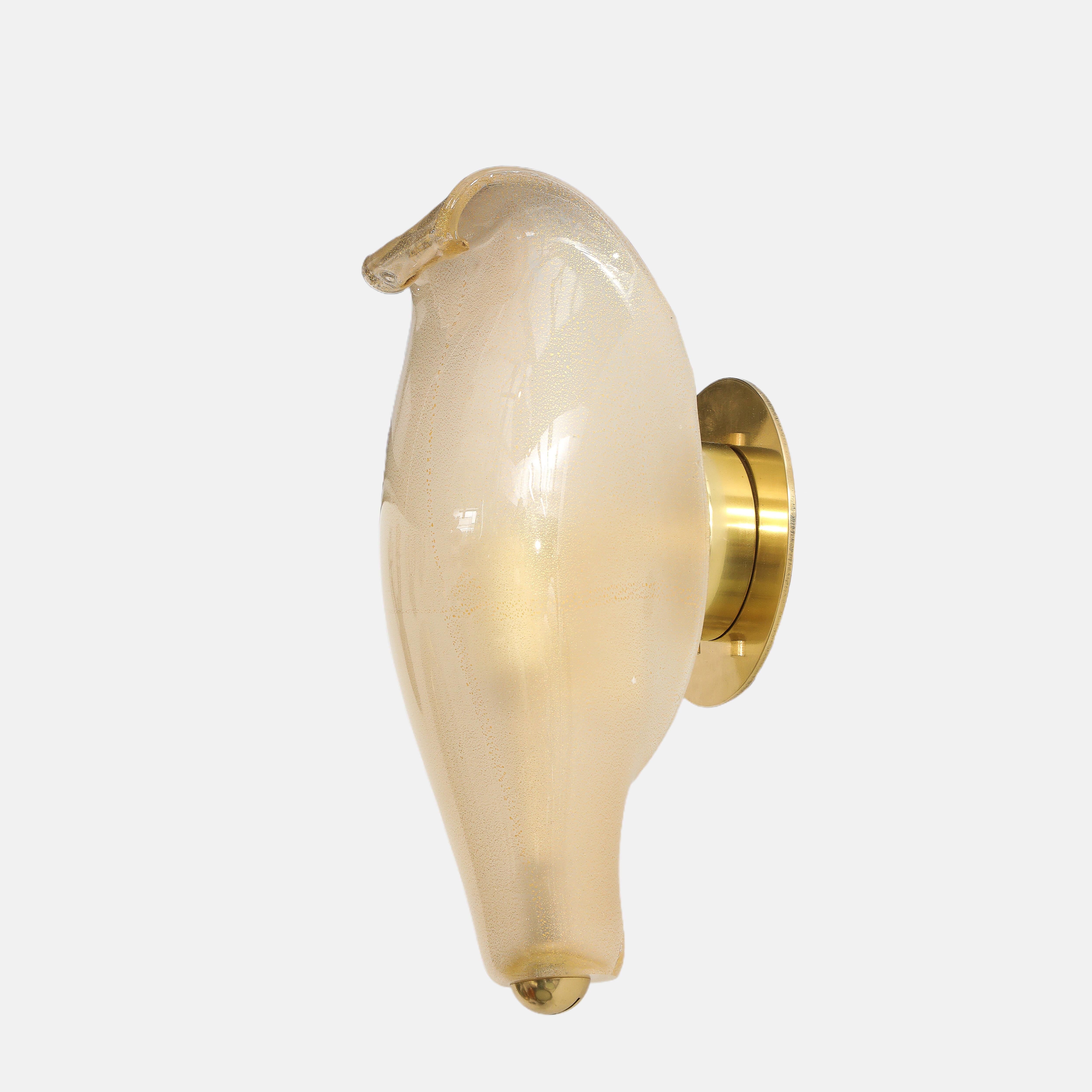 Venini Set di quattro lampade Petali in vetro di Murano a foglia d'oro Model 5825, anni '70 in vendita 3