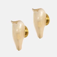 Venini Set of Four Petali Gold Leaf Murano Glass Sconces Model 5825, 1970s