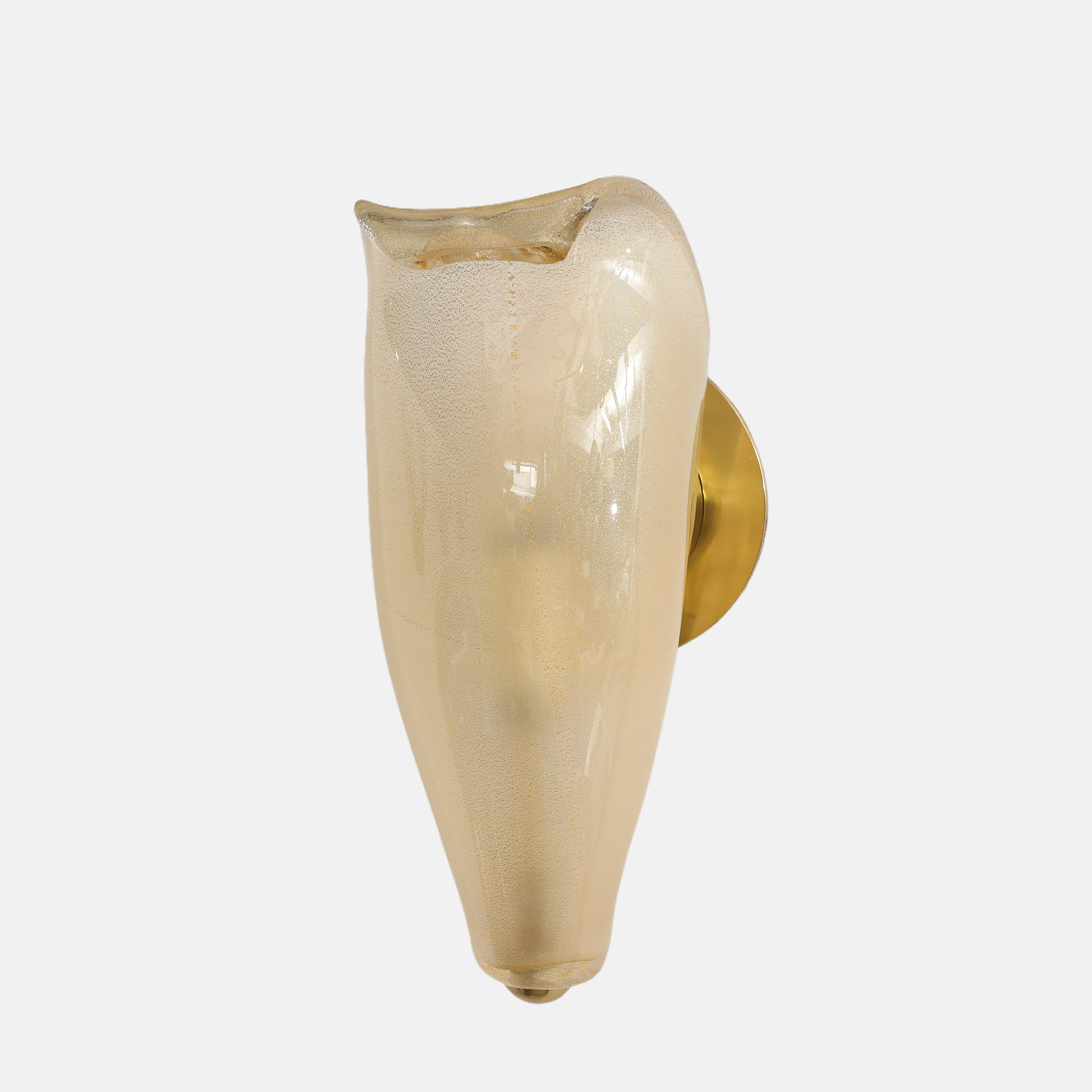 Venini Set di quattro lampade Petali in vetro di Murano a foglia d'oro Model 5825, anni '70 in vendita 1