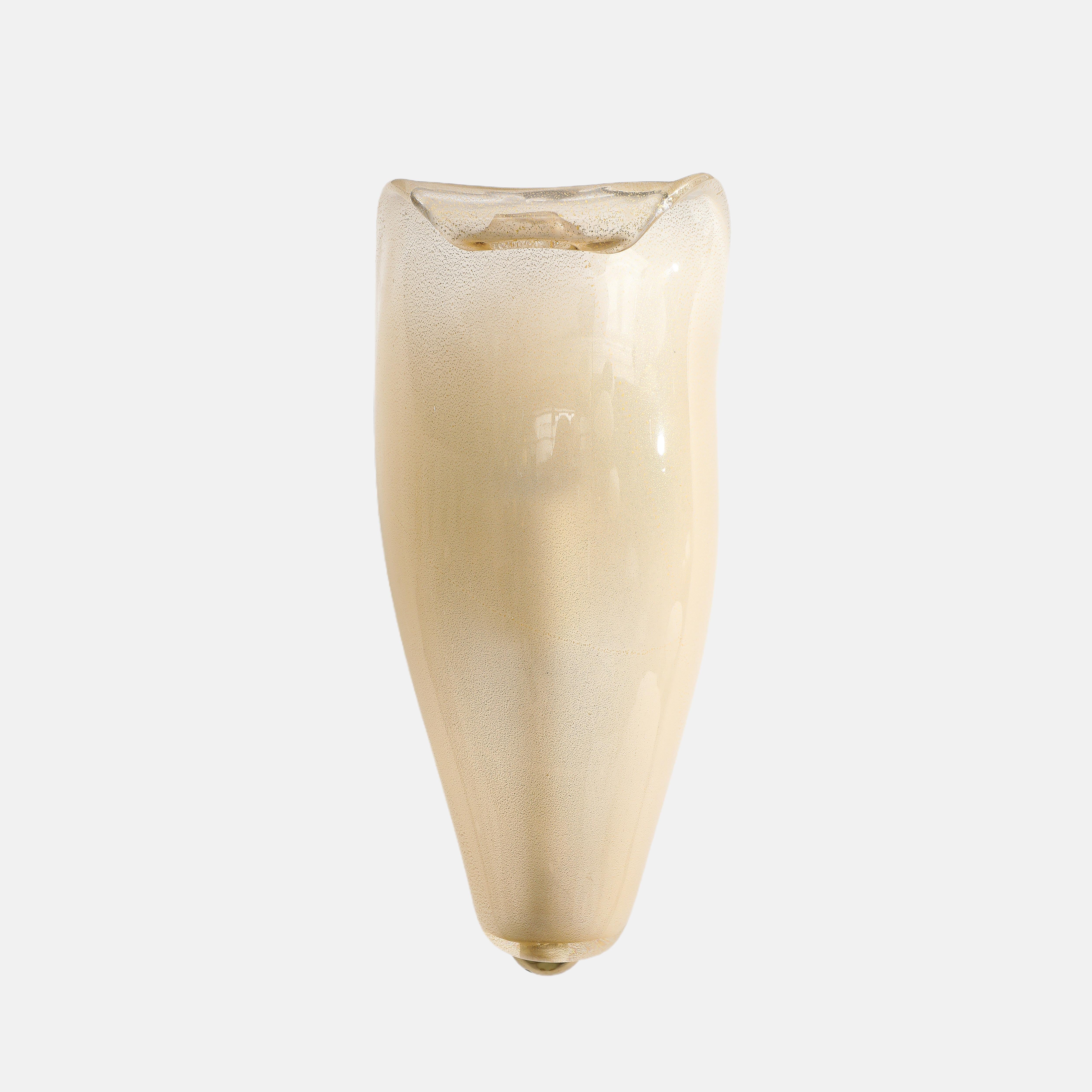 Raro par de lámparas Venini de cristal de Murano en pan de oro Petali Model 5825 Italiano en venta