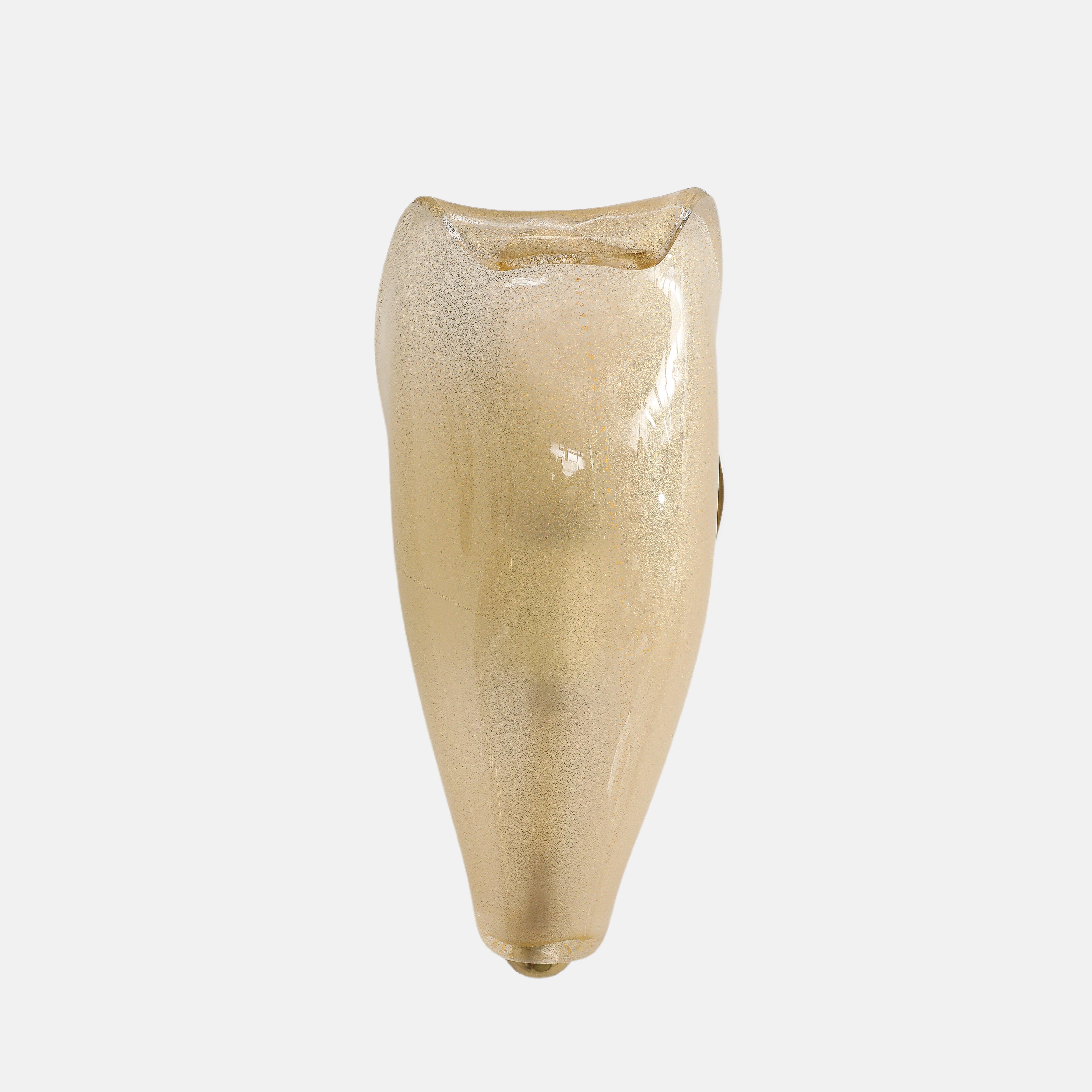 Raro par de lámparas Venini de cristal de Murano en pan de oro Petali Model 5825 en venta 1