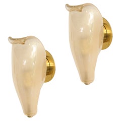 Venini Paires d'appliques en verre de Murano Petali feuille d'or Model No 5825