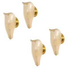 Venini Rare Pairs of Petali Gold Leaf Murano Glass Sconces Model 5825