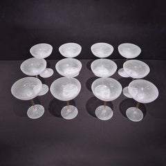 Venini Rare Set of 12 Hand Blown Champagne Coupe Glasses, 1960s