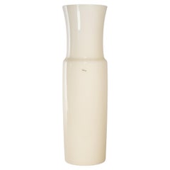 VENINI rare tall vase Dorici Avory Murano Glass, Signed 2007, handmade in Italy