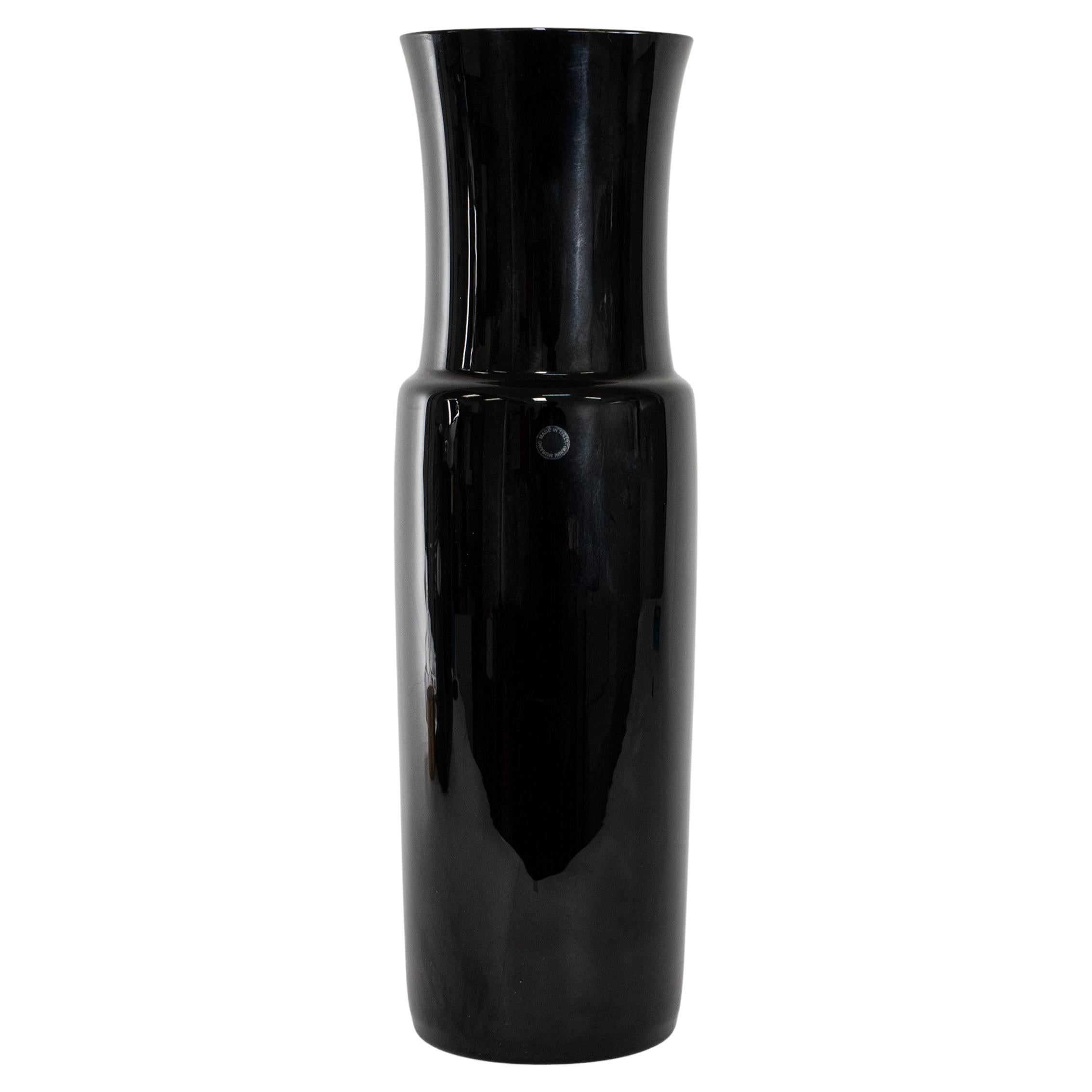 VENINI rare tall vase Dorici Black Murano Glass, Signed 2001, handmade in Italy im Angebot