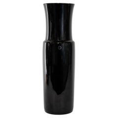 VENINI rare tall vase Dorici Black Murano Glass, Signed 2001, handmade in Italy
