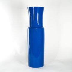 VENINI rare tall vase Dorici Blue Murano Glass, Signed 2001, handmade in Italy
