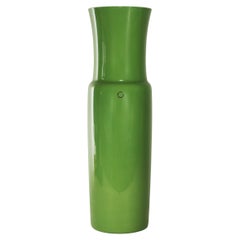 VENINI rare tall vase Dorici Green Murano Glass, Signed 2001, handmade in Italy