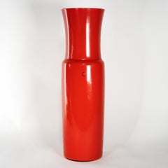 VENINI rare tall vase Dorici Red Murano Glass, Signed 2003, handmade in Italy