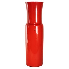 VENINI rare tall vase Dorici Red Murano Glass, Signed 2003, handmade in Italy
