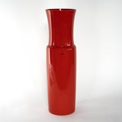 VENINI rare tall vase Dorici Red Murano Glass, Signed 2005, handmade in Italy
