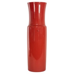 VENINI rare tall vase Dorici Red Murano Glass, Signed 2005, handmade in Italy