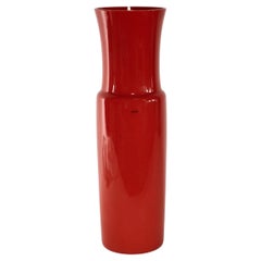 VENINI rare tall vase Dorici Red Murano Glass, Signed 2005, handmade in Italy
